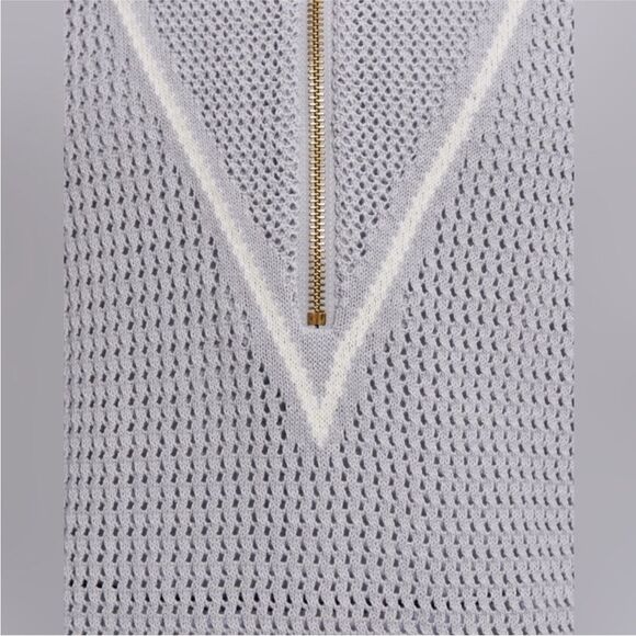 VARLEY Calva Knit polo sweater in “Pearl Blue” - Picture 9 of 14